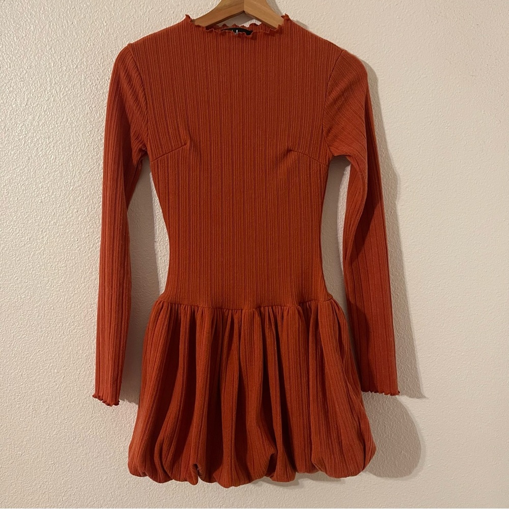 Lulus Women’s Rust Red Bubble Mini Dress Size XS
